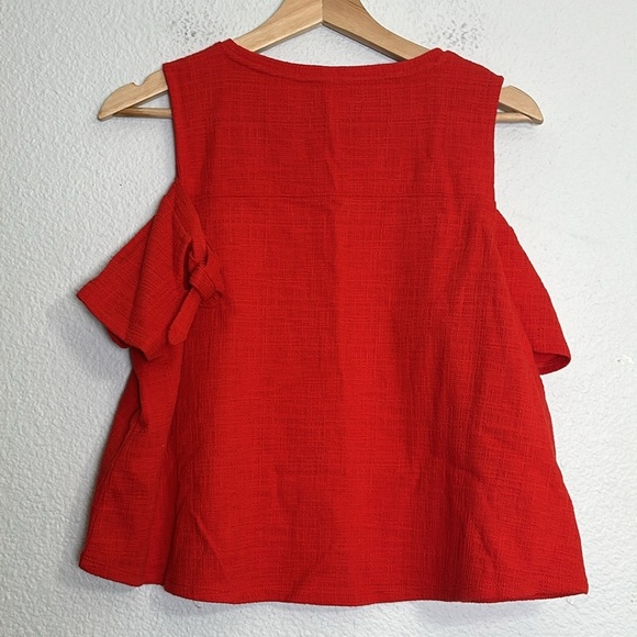 Madewell Skylark Cold Shoulder Short Sleeve Red Top Size Medium Cotton Blend - Picture 3 of 9